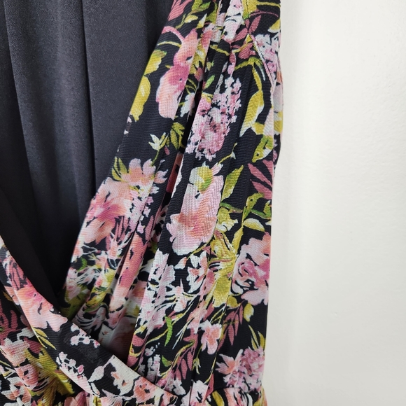 Sunday in Brooklyn Black Pink Floral V Neck Sleeveless Maxi Dress Sz XS - Picture 2 of 11